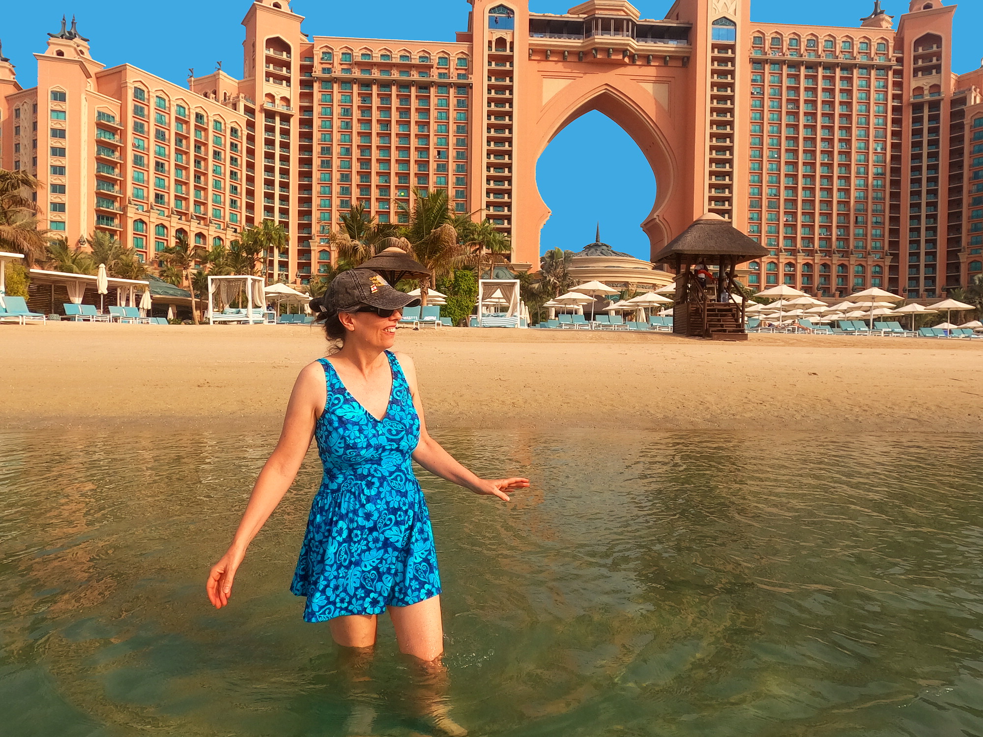 The VERY warm beach behind the Atlantis Hotel