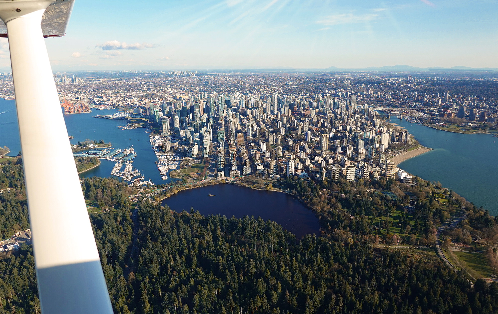 Over Stanley Park, looking East at Downtown Vancouver
