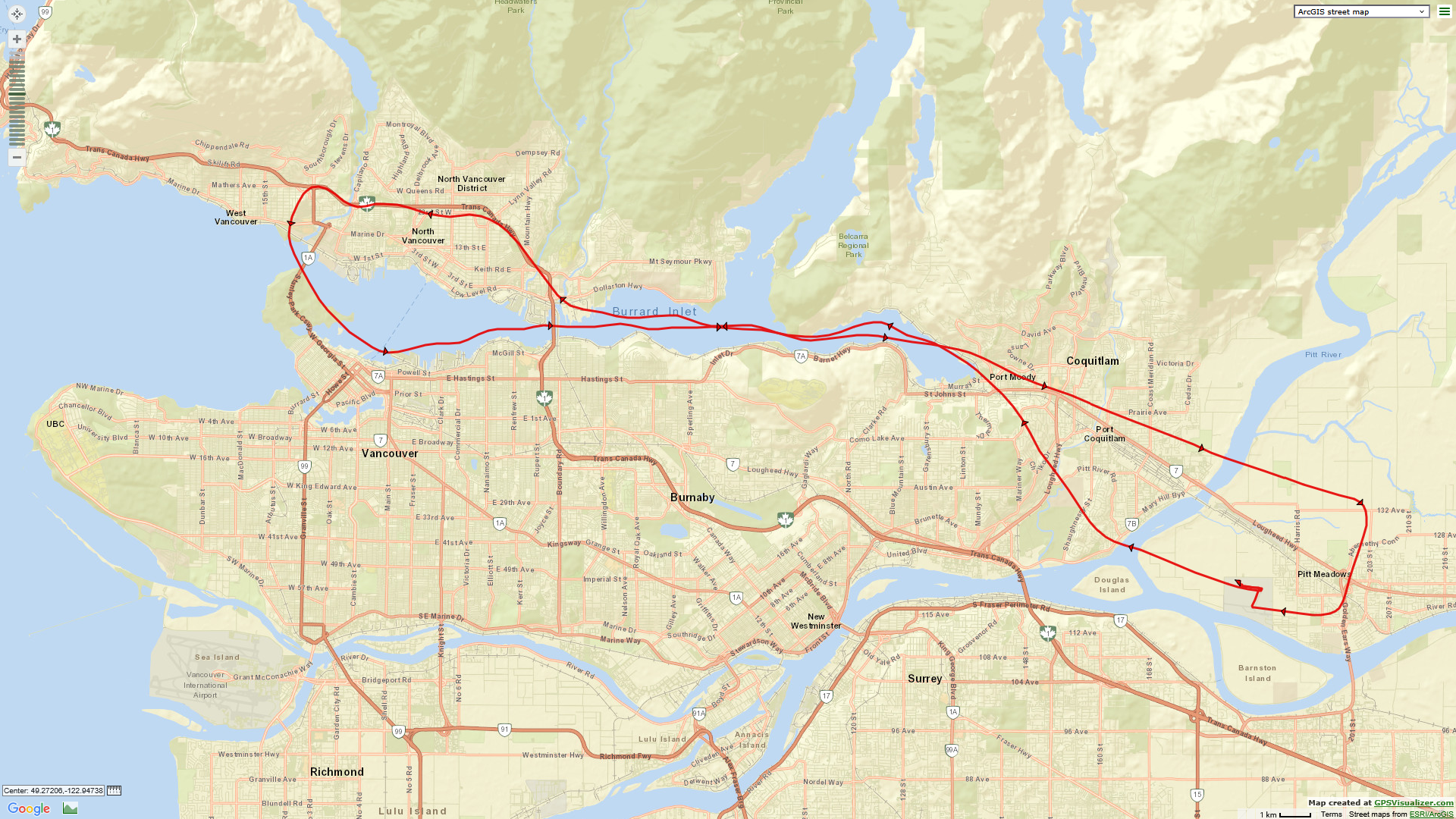The flight-path of Cessna GGCN with Tina as Co-Pilot