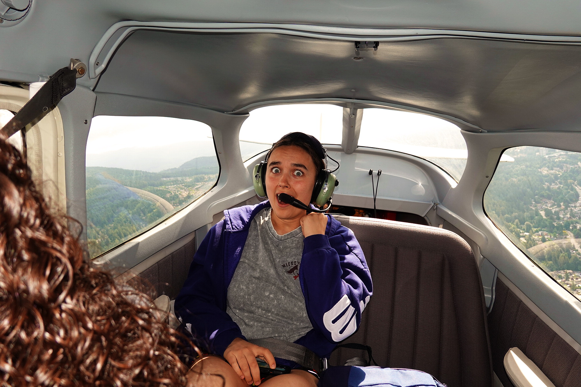 Anna is a little worried that Grace is flying?